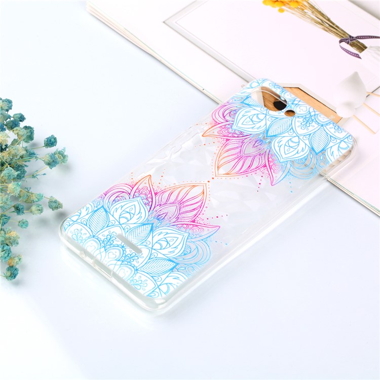 Pattern Printing Embossed 3D Diamond Surface TPU Shell Case for Xiaomi Redmi 6A - Lotus-5
