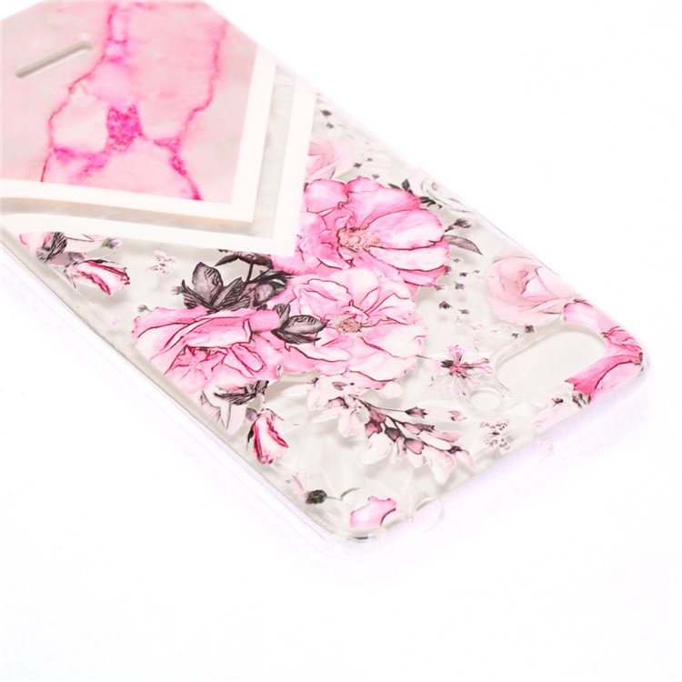 Pattern Printing Embossed 3D Diamond Surface TPU Phone Shell Case for Xiaomi Redmi 6A - Pink Flowers and Marble Pattern-4