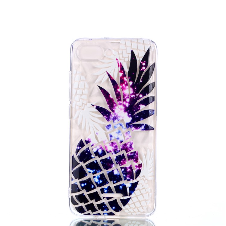 Pattern Printing Embossed 3D Diamond Surface TPU Cell Phone Case for Xiaomi Redmi 6A - Purple Pineapple-2