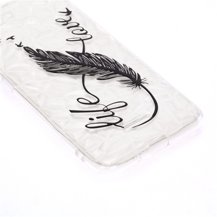 Pattern Printing Embossed 3D Diamond Surface TPU Mobile Phone Case for Xiaomi Redmi 6A - Feather Pattern-3
