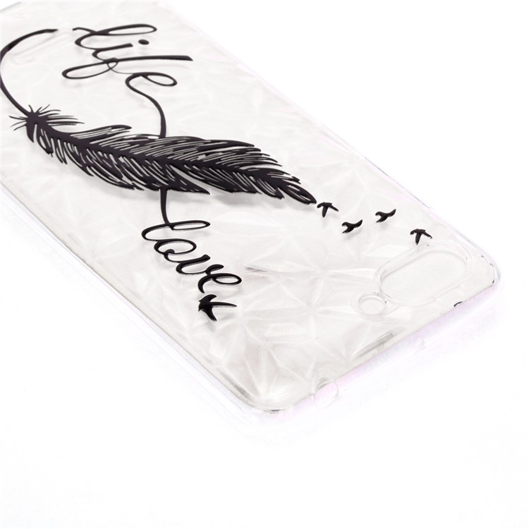 Pattern Printing Embossed 3D Diamond Surface TPU Mobile Phone Case for Xiaomi Redmi 6A - Feather Pattern-4
