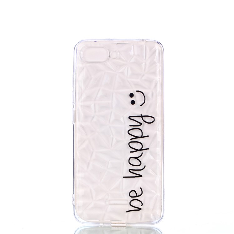 Pattern Printing Embossed 3D Diamond Surface TPU Protective Case for Xiaomi Redmi 6A - Be Happy-2