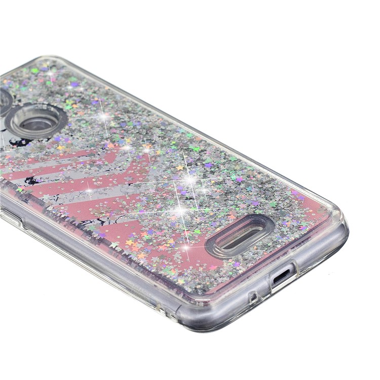 Lentejuelas De Polvo De Brillo Dinámico Modeladas Con Carcasa De TPU Para Xiaomi Redmi 6 (cámara Dual: 12MP + 5MP) - Patrón De Mármol Y Rayas De Color Rosa-6