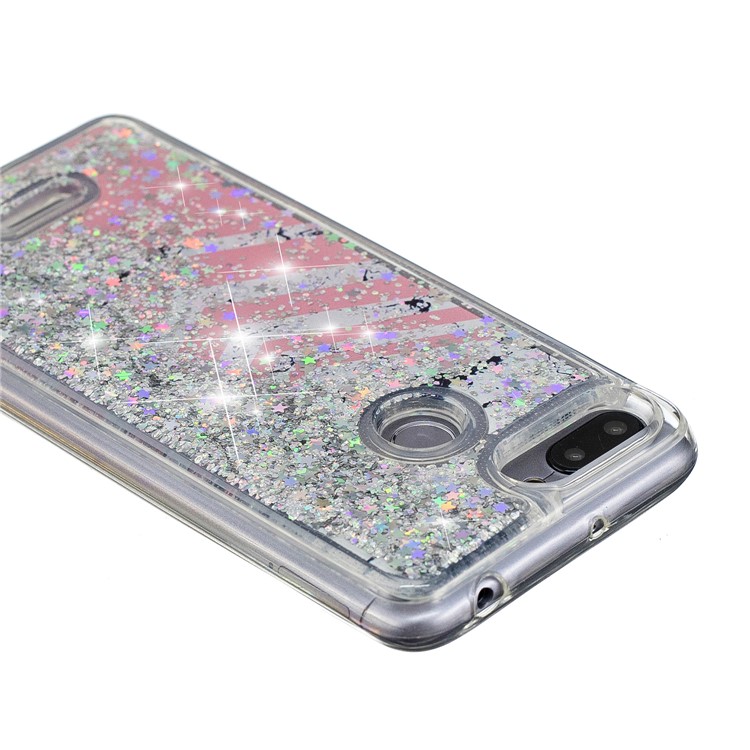Lentejuelas De Polvo De Brillo Dinámico Modeladas Con Carcasa De TPU Para Xiaomi Redmi 6 (cámara Dual: 12MP + 5MP) - Patrón De Mármol Y Rayas De Color Rosa-7