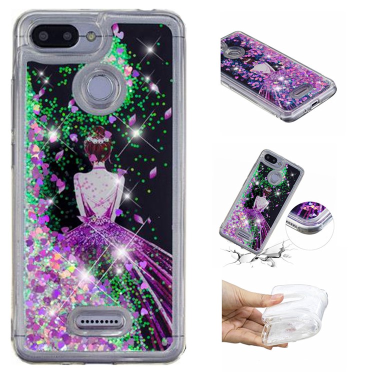 Dynamic Glitter Powder Sequins Patterned TPU Case Cover for Xiaomi Redmi 6 (Dual Camera: 12MP+5MP) - Pretty Girl-1