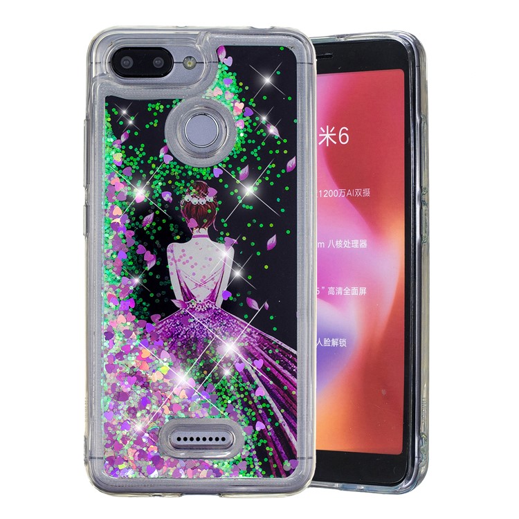 Dynamic Glitter Powder Sequins Patterned TPU Case Cover for Xiaomi Redmi 6 (Dual Camera: 12MP+5MP) - Pretty Girl-2