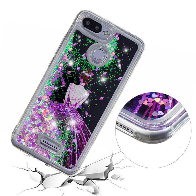 Dynamic Glitter Powder Sequins Patterned TPU Case Cover for Xiaomi Redmi 6 (Dual Camera: 12MP+5MP) - Pretty Girl-3