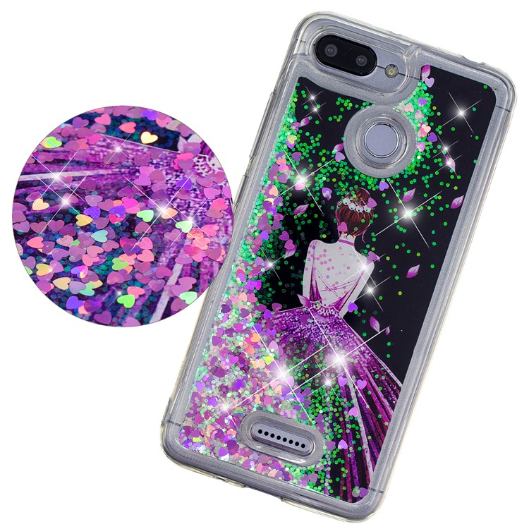 Dynamic Glitter Powder Sequins Patterned TPU Case Cover for Xiaomi Redmi 6 (Dual Camera: 12MP+5MP) - Pretty Girl-4