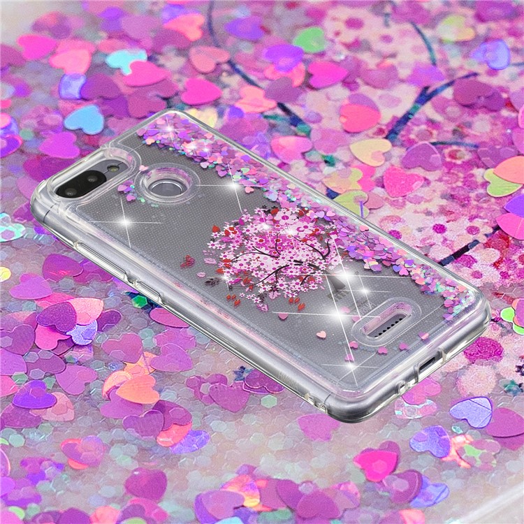 Coque En TPU À Motif De Paillettes De Poudre Dynamique À Motifs Pour Xiaomi Redmi 6 (double Caméra: 12MP + 5MP) - Arbre Fleuri-4