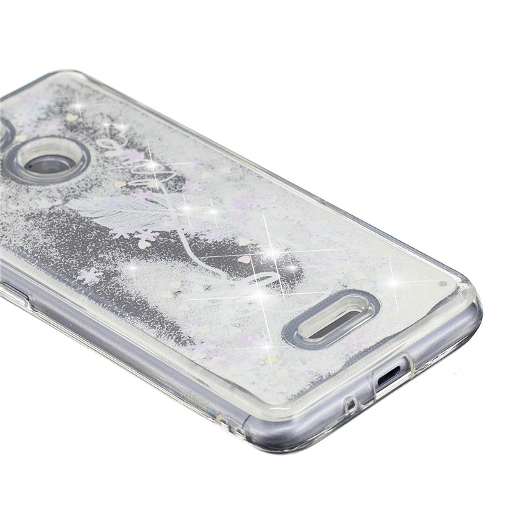 Dynamic Glitter Powder Sequins Patterned TPU Phone Case for Xiaomi Redmi 6 (Dual Camera: 12MP+5MP) - White Feather-6