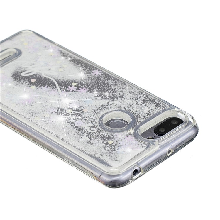 Dynamic Glitter Powder Sequins Patterned TPU Phone Case for Xiaomi Redmi 6 (Dual Camera: 12MP+5MP) - White Feather-7