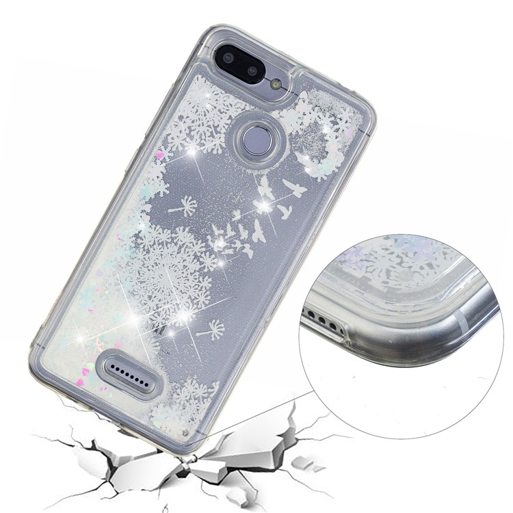 Dynamic Glitter Powder Sequins Patterned TPU Accessory Case for Xiaomi Redmi 6 (Dual Camera: 12MP+5MP) - White Birds-3
