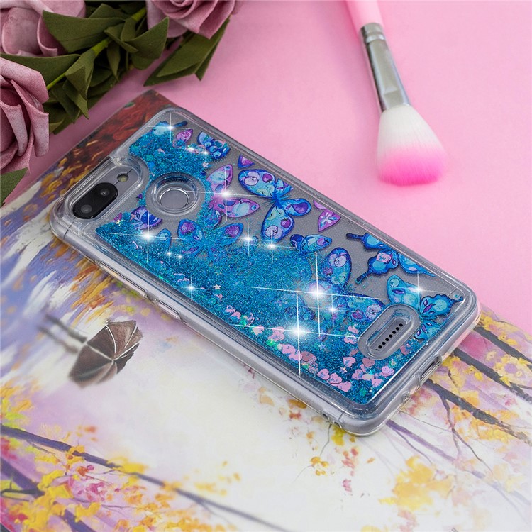 Dynamic Glitter Powder Sequins Patterned TPU Accessory Casing for Xiaomi Redmi 6 (Dual Camera: 12MP+5MP) - Blue Butterfly-8