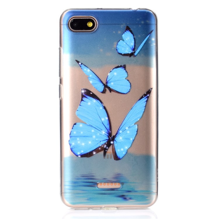 Pattern Printing Embossed TPU Back Case for Xiaomi Redmi 6A - Blue Butterfly-2