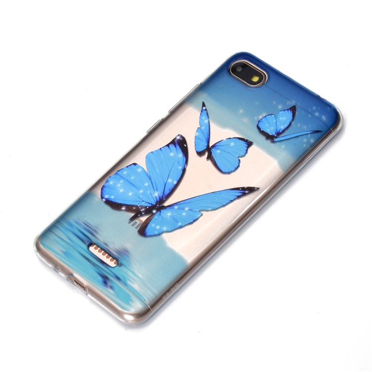 Pattern Printing Embossed TPU Back Case for Xiaomi Redmi 6A - Blue Butterfly-3