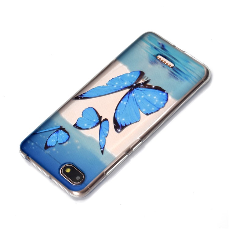 Pattern Printing Embossed TPU Back Case for Xiaomi Redmi 6A - Blue Butterfly-4