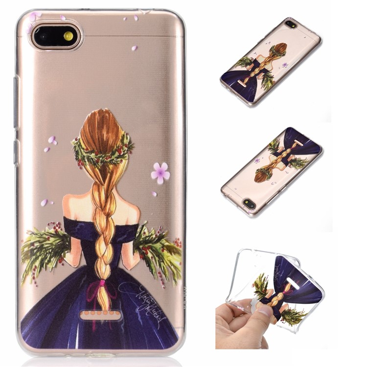 Pattern Printing Embossed TPU Shell Case for Xiaomi Redmi 6A - Charming Girl-1