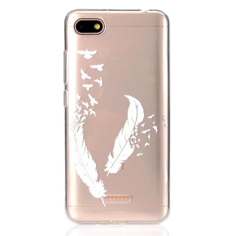 Pattern Printing Embossed TPU Gel Case for Xiaomi Redmi 6A - White Quill Pen-2