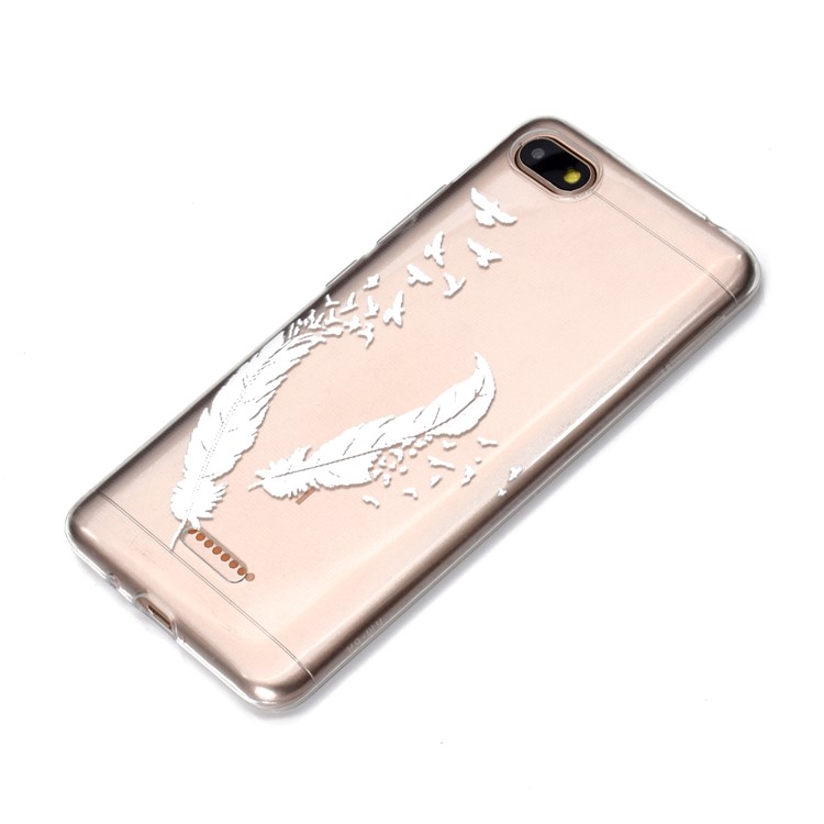 Pattern Printing Embossed TPU Gel Case for Xiaomi Redmi 6A - White Quill Pen-3