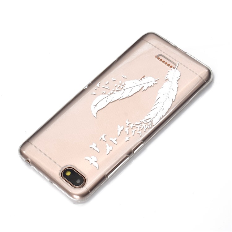 Pattern Printing Embossed TPU Gel Case for Xiaomi Redmi 6A - White Quill Pen-4