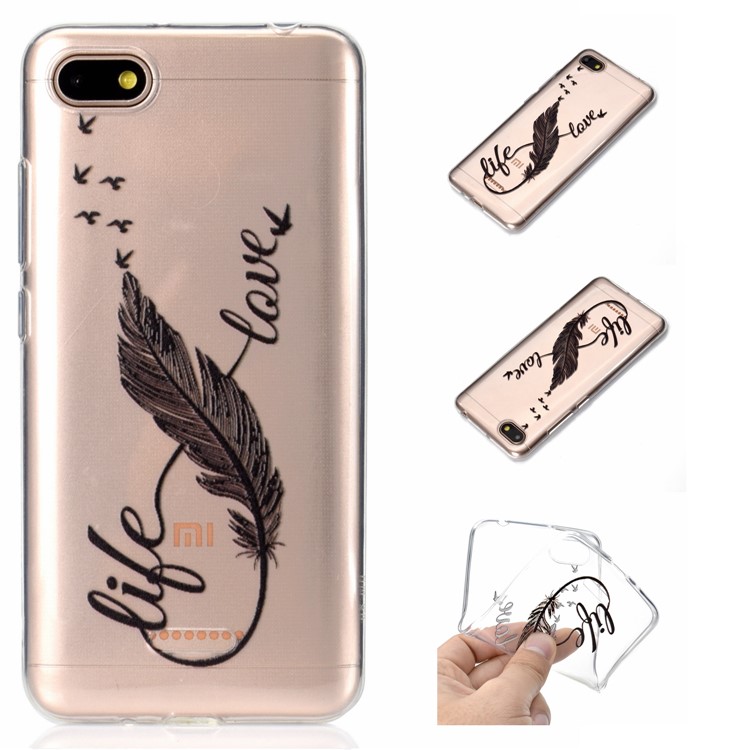 Pattern Printing Embossed TPU Cover for Xiaomi Redmi 6A - Black Quill Pen-1