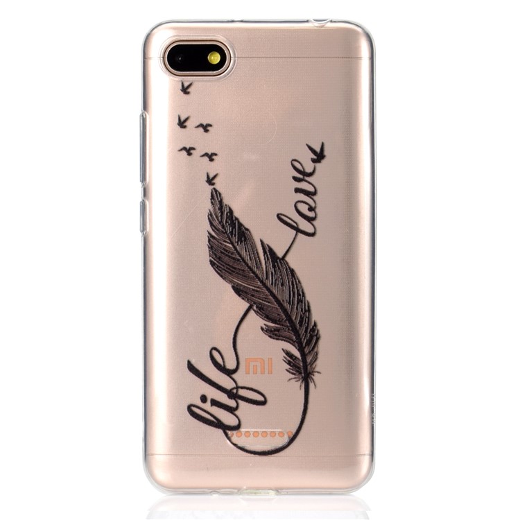 Pattern Printing Embossed TPU Cover for Xiaomi Redmi 6A - Black Quill Pen-2