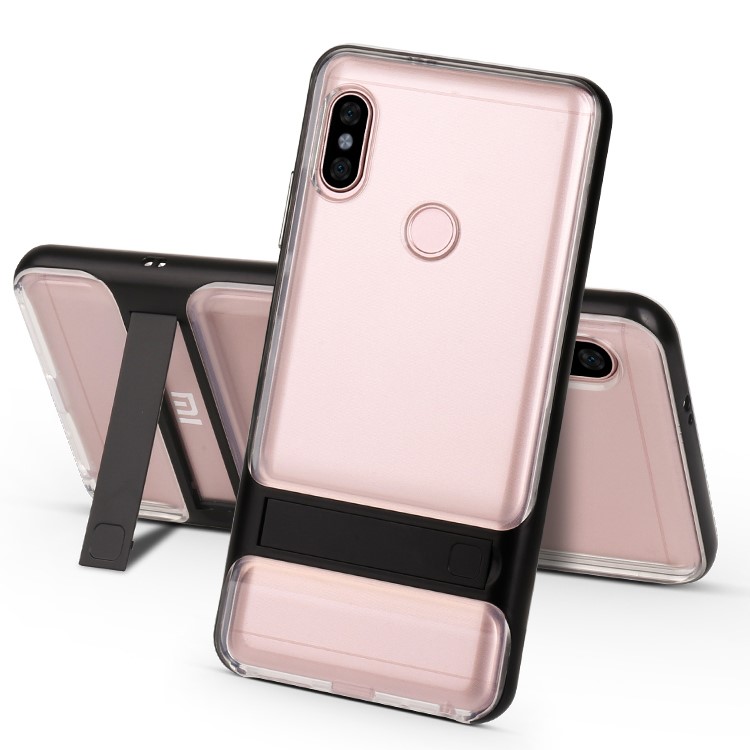 ELEGANCE TPU Plastic Hybrid Phone Case with Kickstand for Xiaomi Redmi Note 5 Pro (Dual Camera) / Redmi Note 5 (China) - Black-1