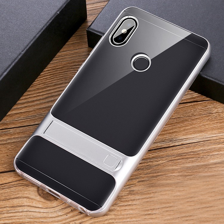 ELEGANCE TPU Plastic Hybrid Phone Cover with Kickstand for Xiaomi Redmi Note 5 Pro (Dual Camera) / Redmi Note 5 (China) - Silver-2