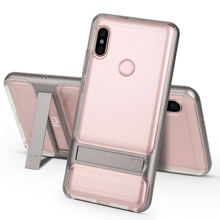 ELEGANCE TPU Plastic Hybrid Phone Casing with Kickstand for Xiaomi Redmi Note 5 Pro (Dual Camera) / Redmi Note 5 (China) - Grey-1