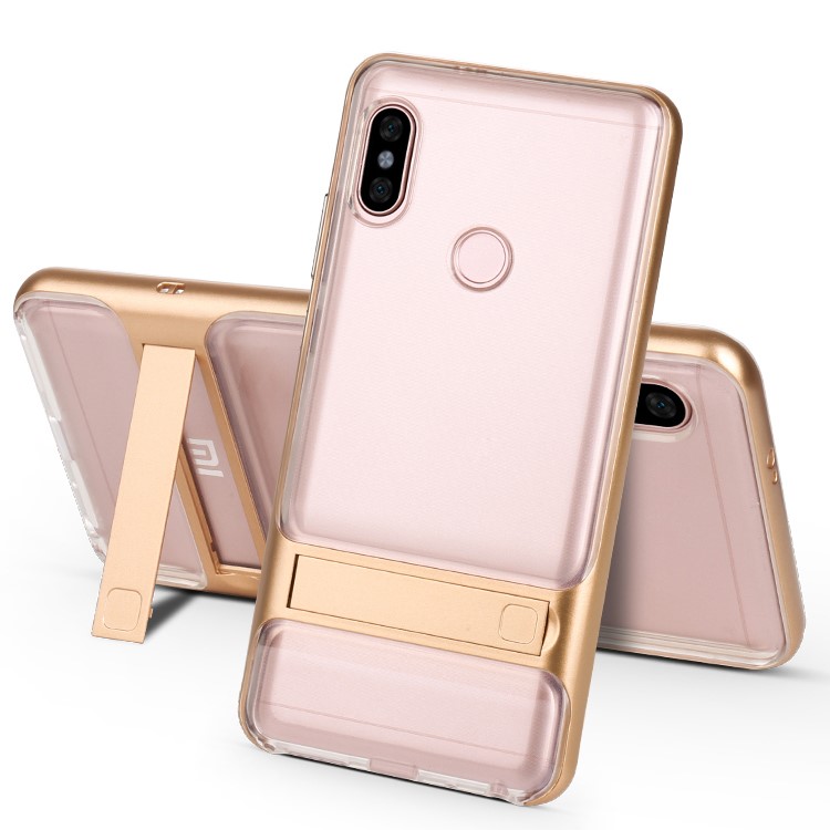 ELEGANCE TPU Plastic Hybrid Mobile Case with Kickstand for Xiaomi Redmi Note 5 Pro (Dual Camera) / Redmi Note 5 (China) - Gold-1