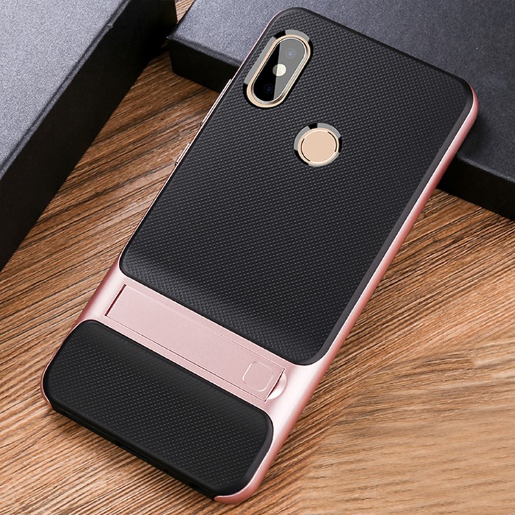 ELEGANCE Netting Pattern TPU + PC Bracket Mobile Cover for Xiaomi Redmi Note 5 Pro (Dual Camera) / Redmi Note 5 (China) - Rose Gold-2