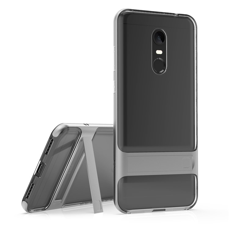 ELEGANCE TPU Plastic Hybrid Phone Cover with Kickstand for Xiaomi Redmi Note 5 (Single Camera) / Redmi 5 Plus (China) - Grey-1