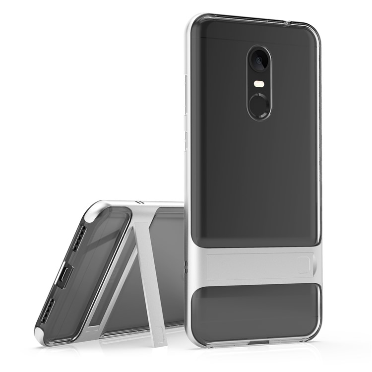 ELEGANCE TPU Plastic Hybrid Phone Casing with Kickstand for Xiaomi Redmi Note 5 (Single Camera) / Redmi 5 Plus (China) - Silver-1