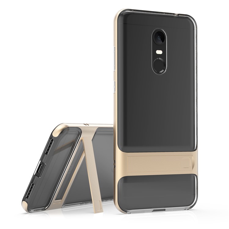 ELEGANCE TPU Plastic Hybrid Mobile Case with Kickstand for Xiaomi Redmi Note 5 (Single Camera) / Redmi 5 Plus (China) - Gold-1