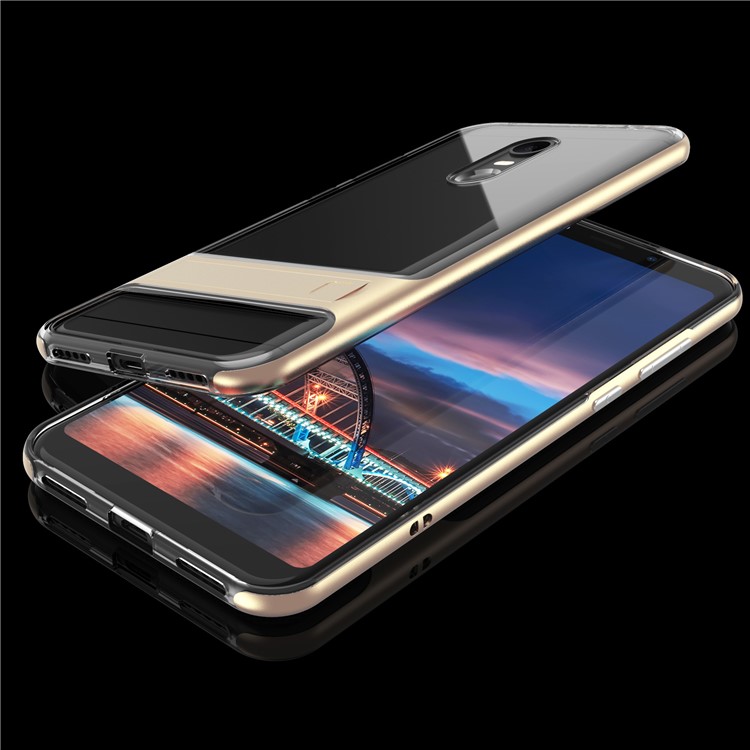 ELEGANCE TPU Plastic Hybrid Mobile Case with Kickstand for Xiaomi Redmi Note 5 (Single Camera) / Redmi 5 Plus (China) - Gold-2