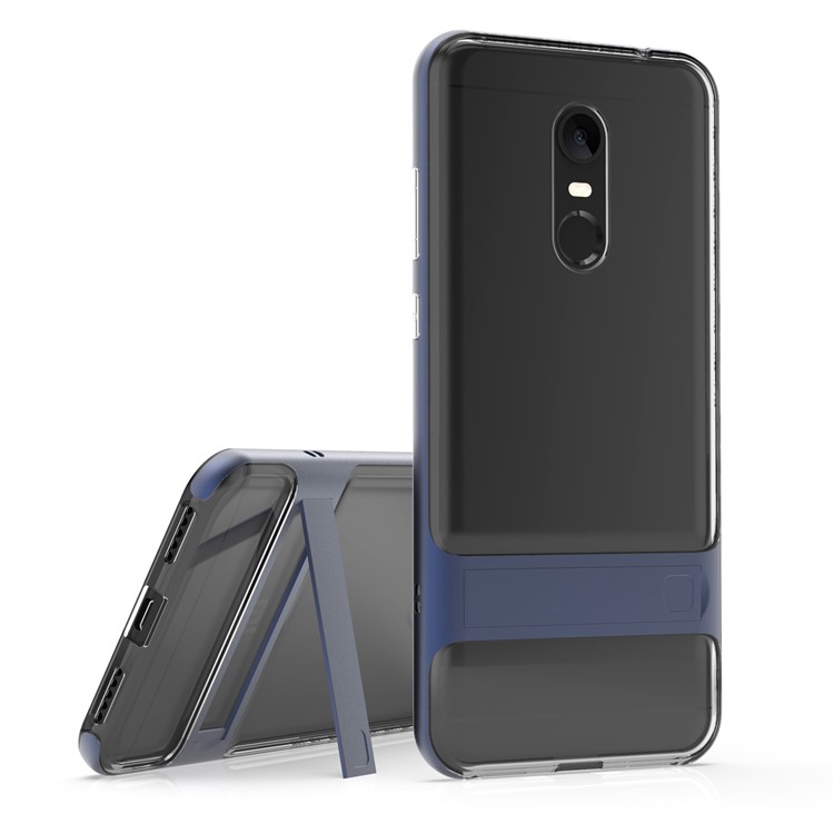 ELEGANCE TPU Plastic Hybrid Mobile Cover with Kickstand for Xiaomi Redmi Note 5 (Single Camera) / Redmi 5 Plus (China) - Dark Blue-1
