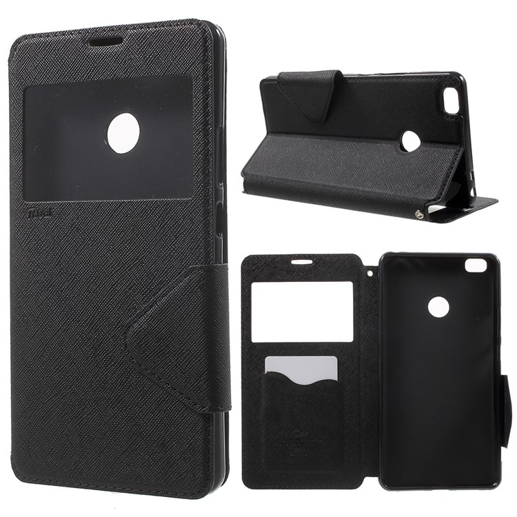 ROAR KOREA View Window Leather Stand Case for Xiaomi Mi Max - Black-1