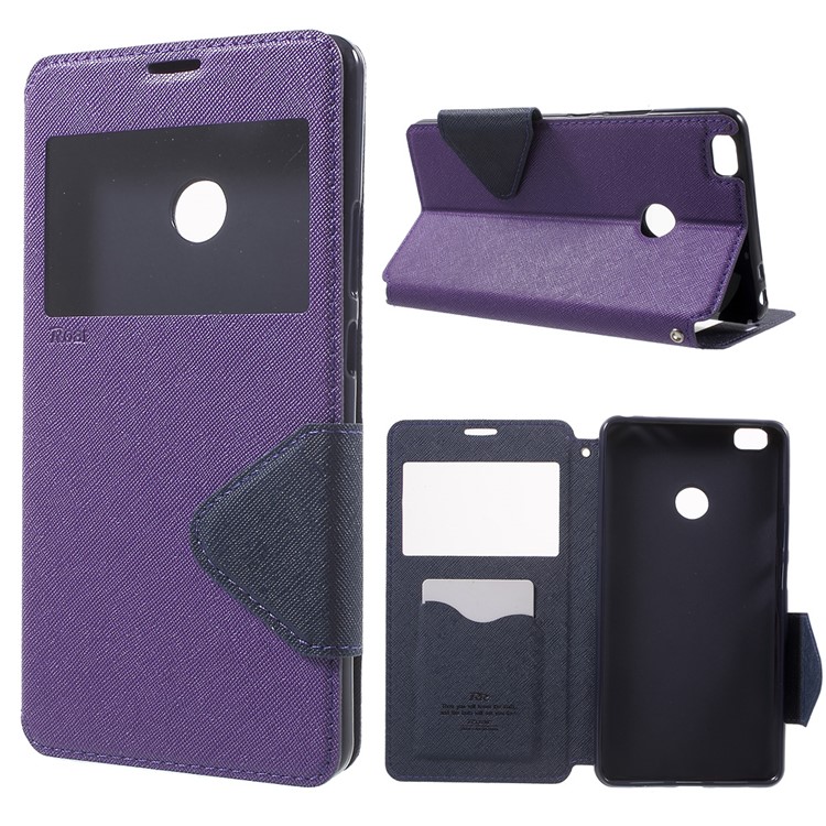 ROAR View Window Leather Card Holder Cover with Stand for Xiaomi Mi Max - Purple-1