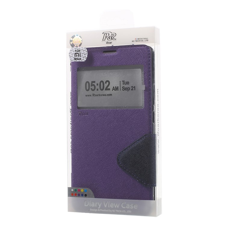 ROAR View Window Leather Card Holder Cover with Stand for Xiaomi Mi Max - Purple-9