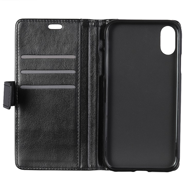 Rivet Decorated Crazy Horse Leather Wallet Case for Xiaomi Mi 8 Pro - Black-3