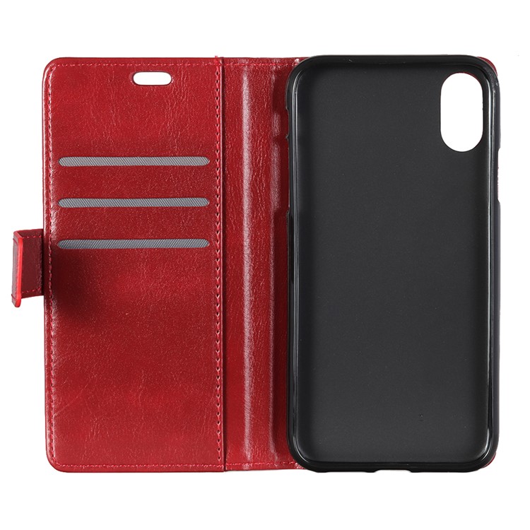 Rivet Decorated Crazy Horse Leather Wallet Cover for Xiaomi Mi 8 Pro - Red-4