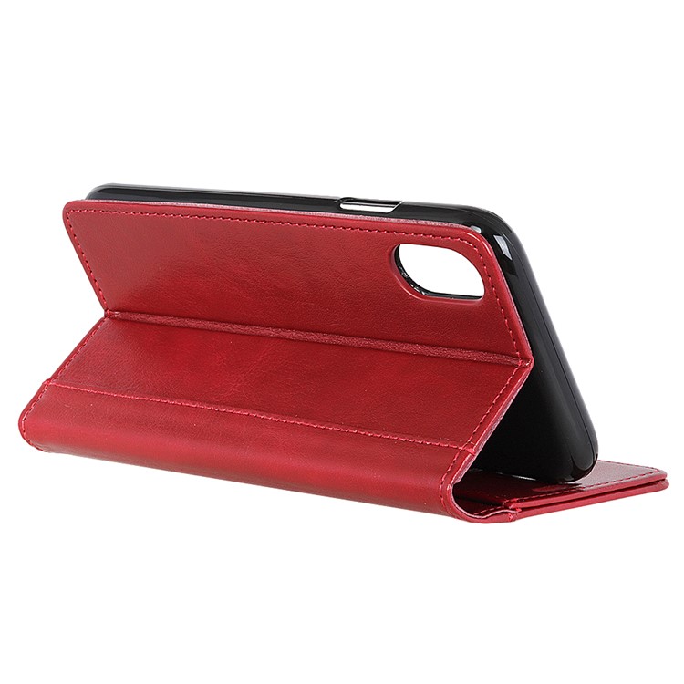 Rivet Decorated Crazy Horse Leather Wallet Cover for Xiaomi Mi 8 Pro - Red-5