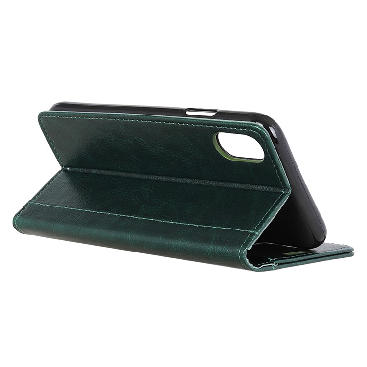 Rivet Decorated Crazy Horse Leather Wallet Shell Case for Xiaomi Mi 8 Pro - Blackish Green-5