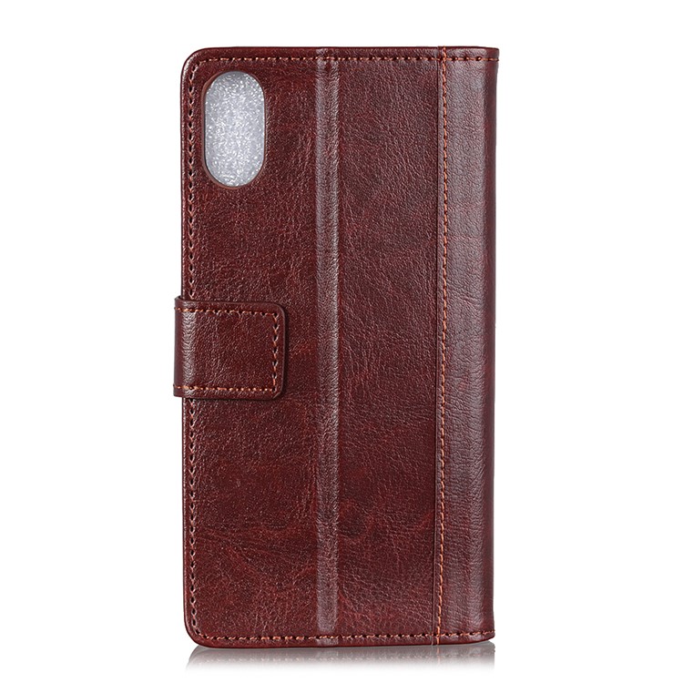 Rivet Decorated Crazy Horse Leather Wallet Stand Case for Xiaomi Mi 8 Pro - Brown-3