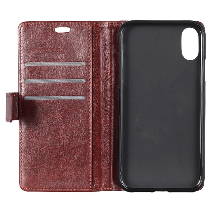 Rivet Decorated Crazy Horse Leather Wallet Stand Case for Xiaomi Mi 8 Pro - Brown-4