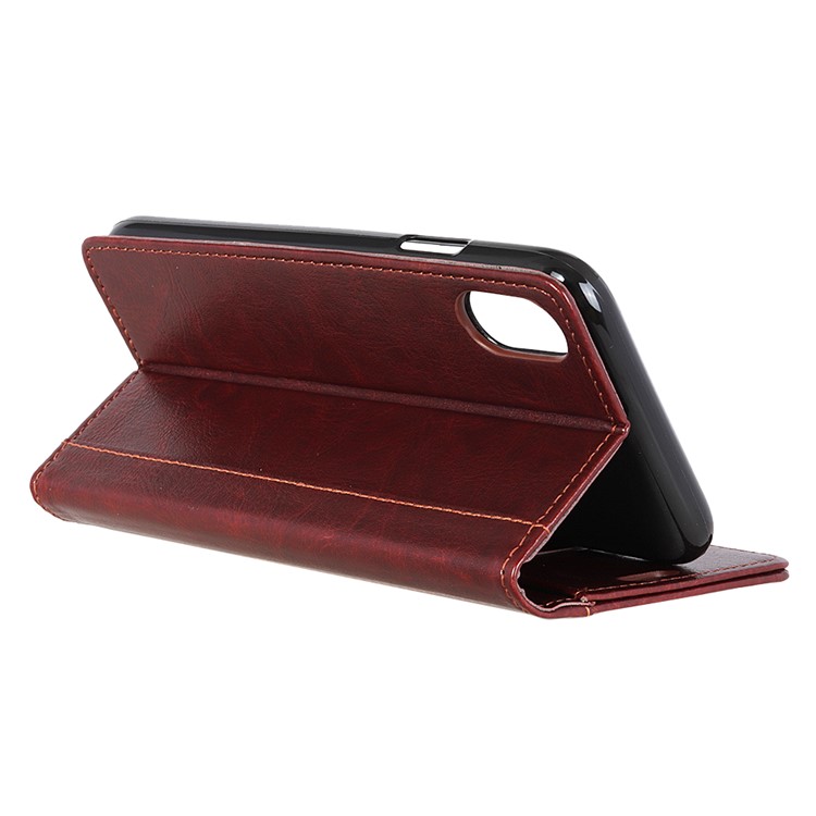 Rivet Decorated Crazy Horse Leather Wallet Stand Case for Xiaomi Mi 8 Pro - Brown-5