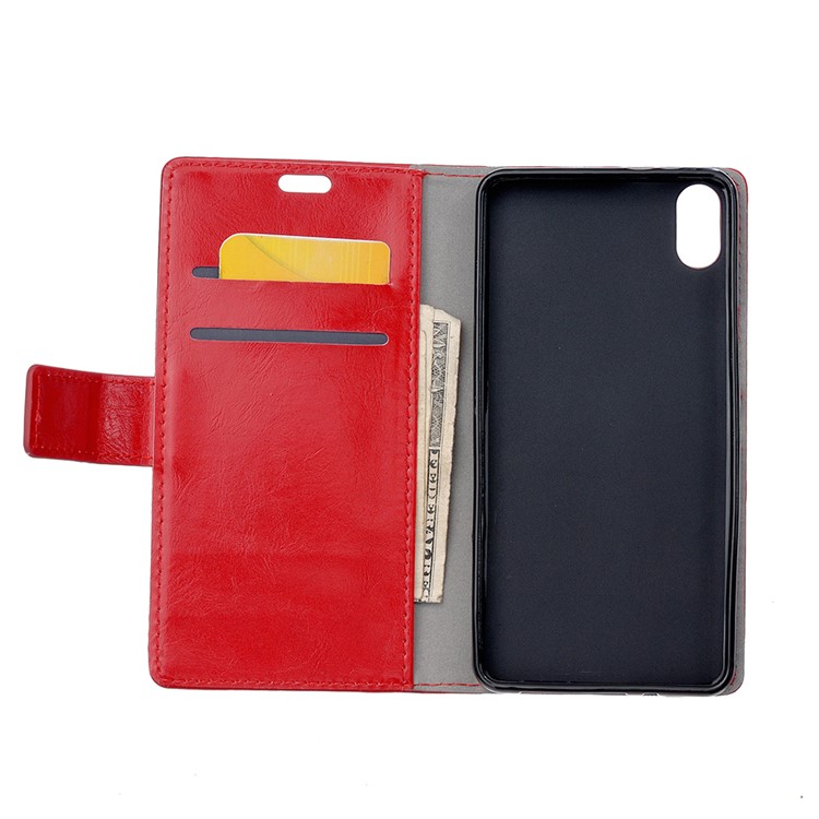 Crazy Horse Texture Wallet Leather Mobile Phone Shell for Xiaomi Mi 8 Pro - Red-3