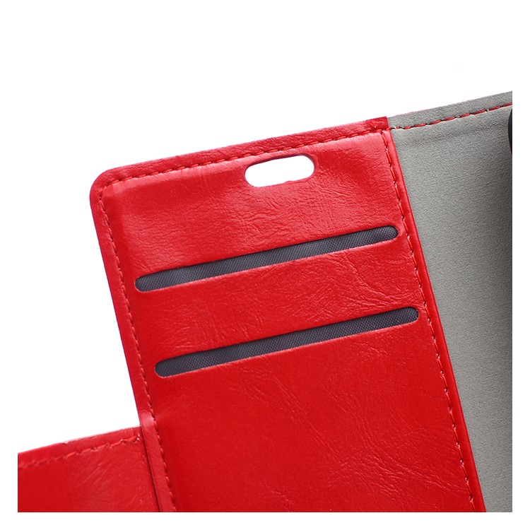 Crazy Horse Texture Wallet Leather Mobile Phone Shell for Xiaomi Mi 8 Pro - Red-5
