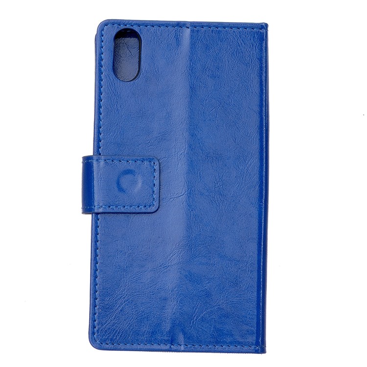 Crazy Horse Texture Wallet Leather Protector Cover for Xiaomi Mi 8 Pro - Blue-2