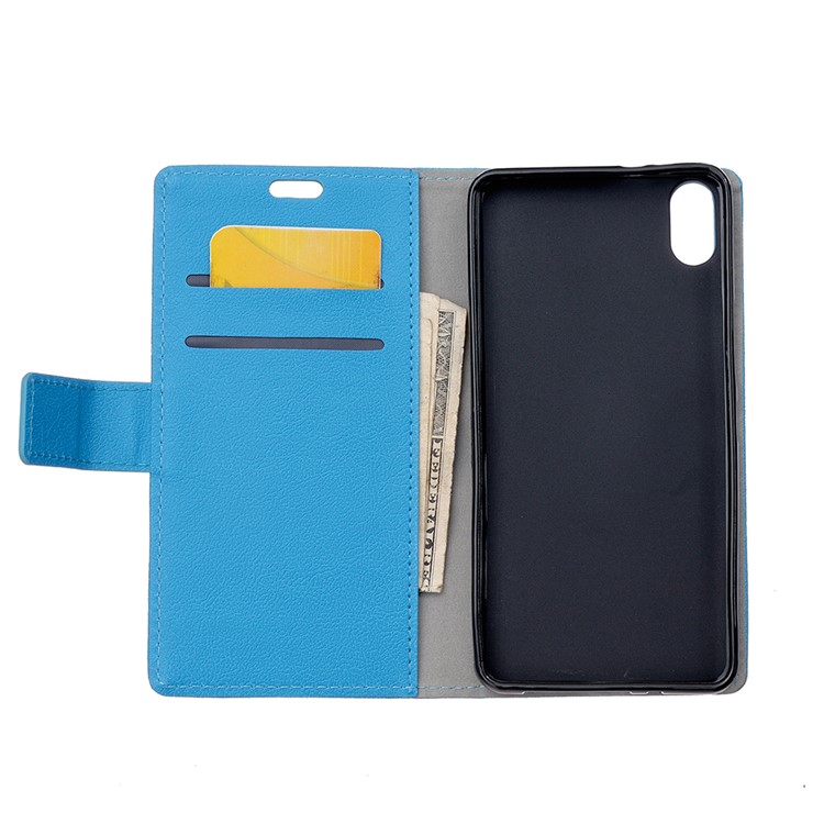 Wallet Stand Protective Leather Phone Cover for Xiaomi Mi 8 Pro - Blue-5